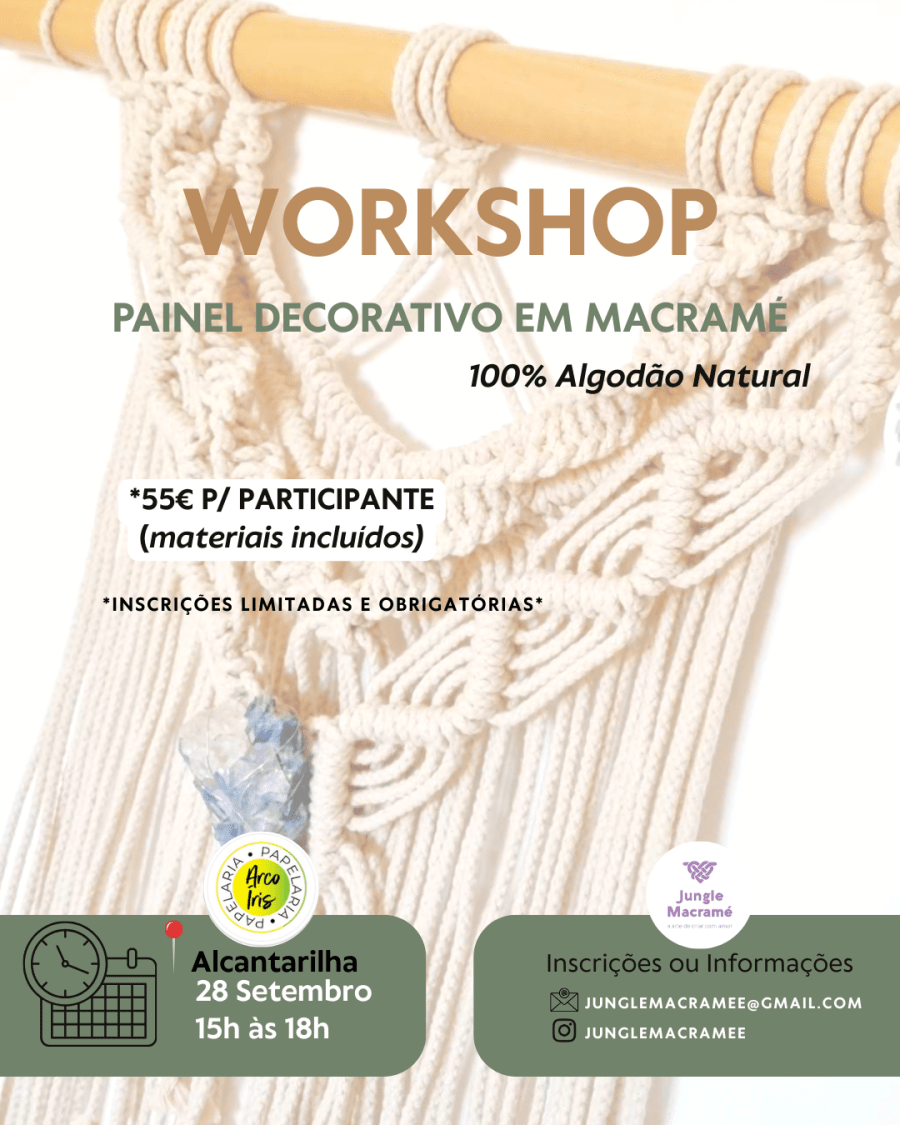 Workshop painel em macramé