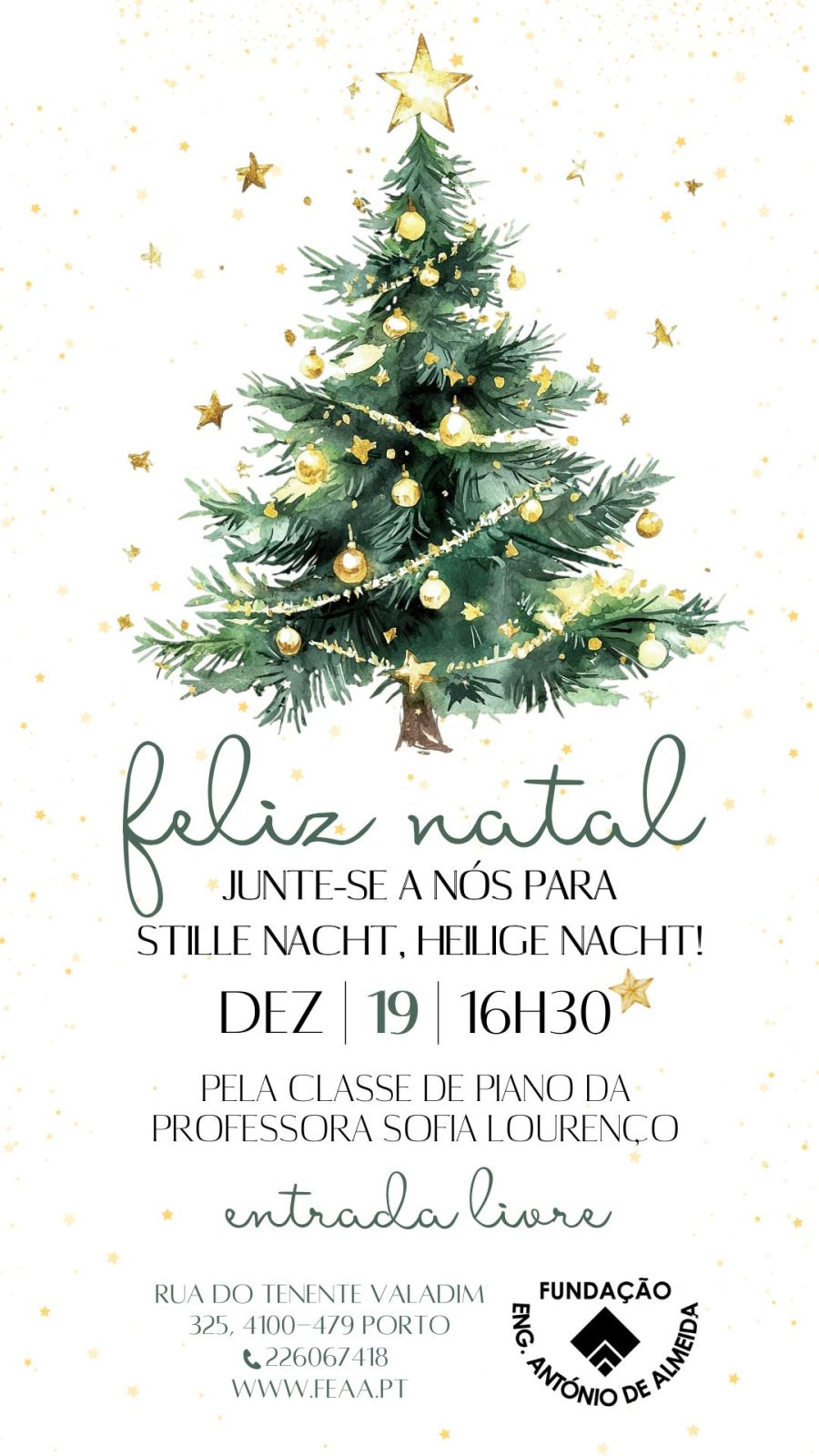 CONCERTO “STILLE NACHT, HEILIGE NACHT!” – AUDIÇÃO DE NATAL PELA CLASSE DE PIANO DA PROFESSORA SOFIA LOURENÇO