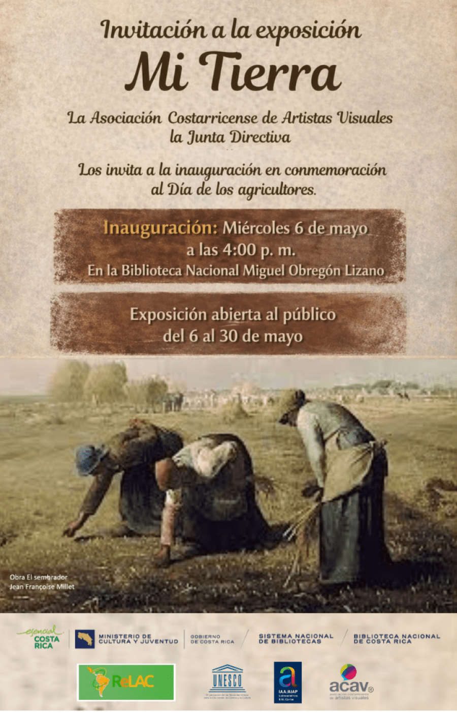 Inauguración de las exposiciones de arte 'Mi tierra' y 'Rincones' de artistas de la Asociación Costarricense de Artistas Visuales