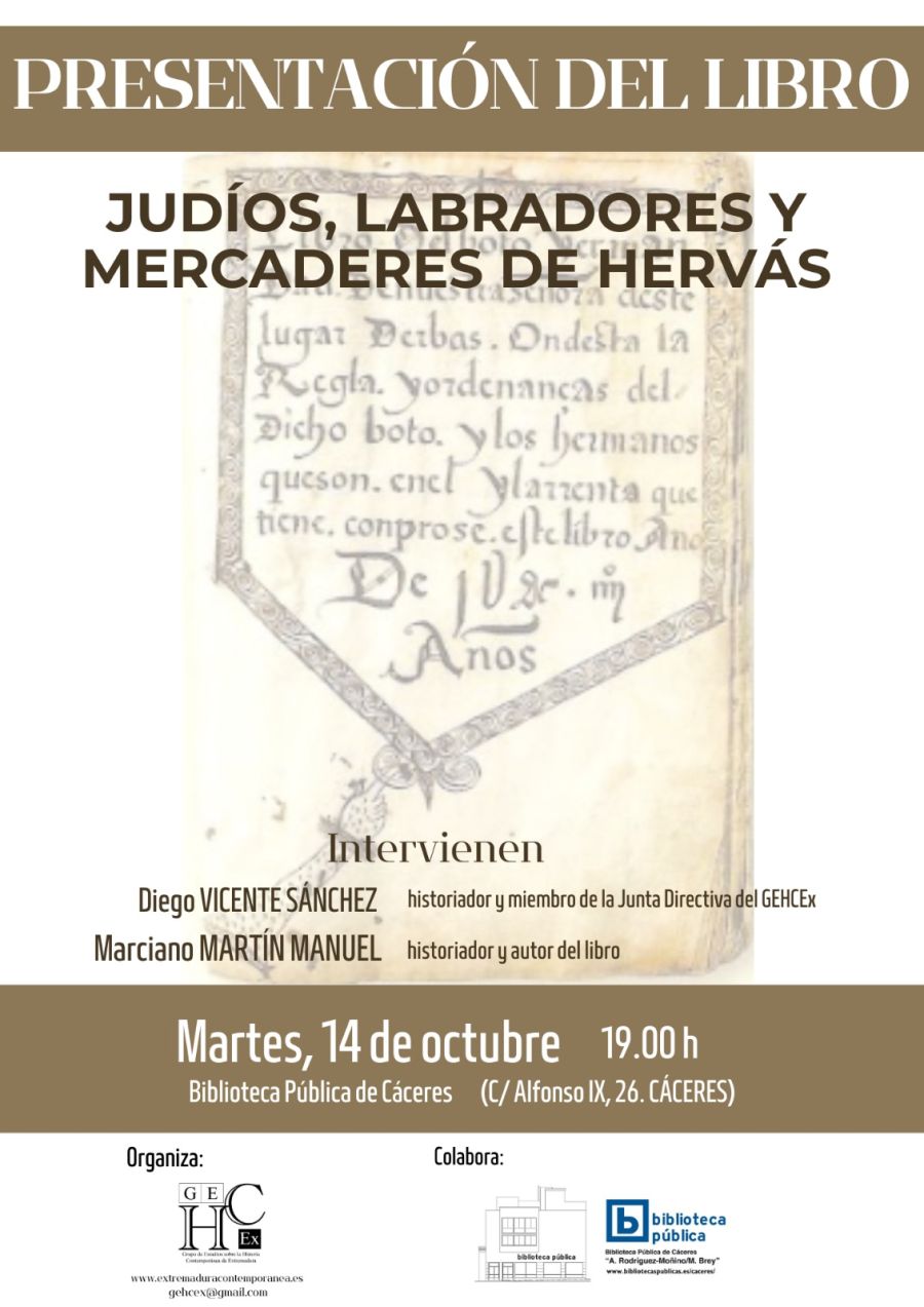 Presentación de libro – Judíos, labradores y mercaderes de Hervás