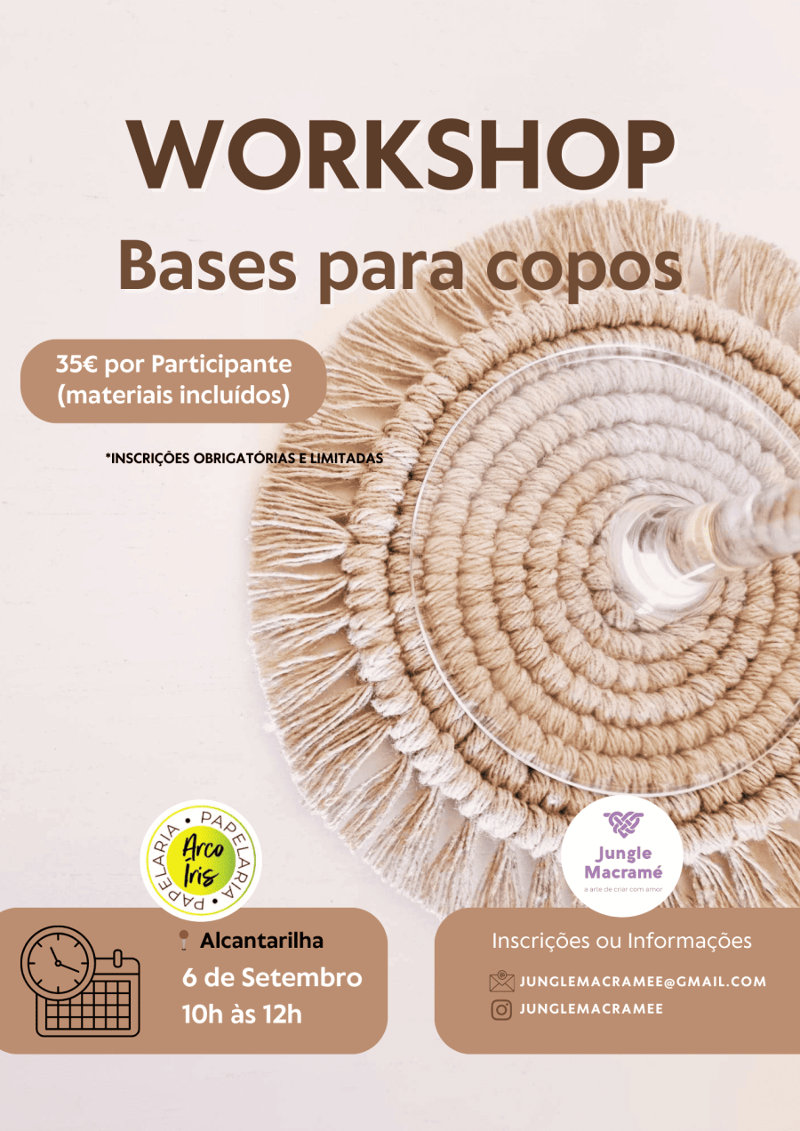 Workshop bases para copos em macramé