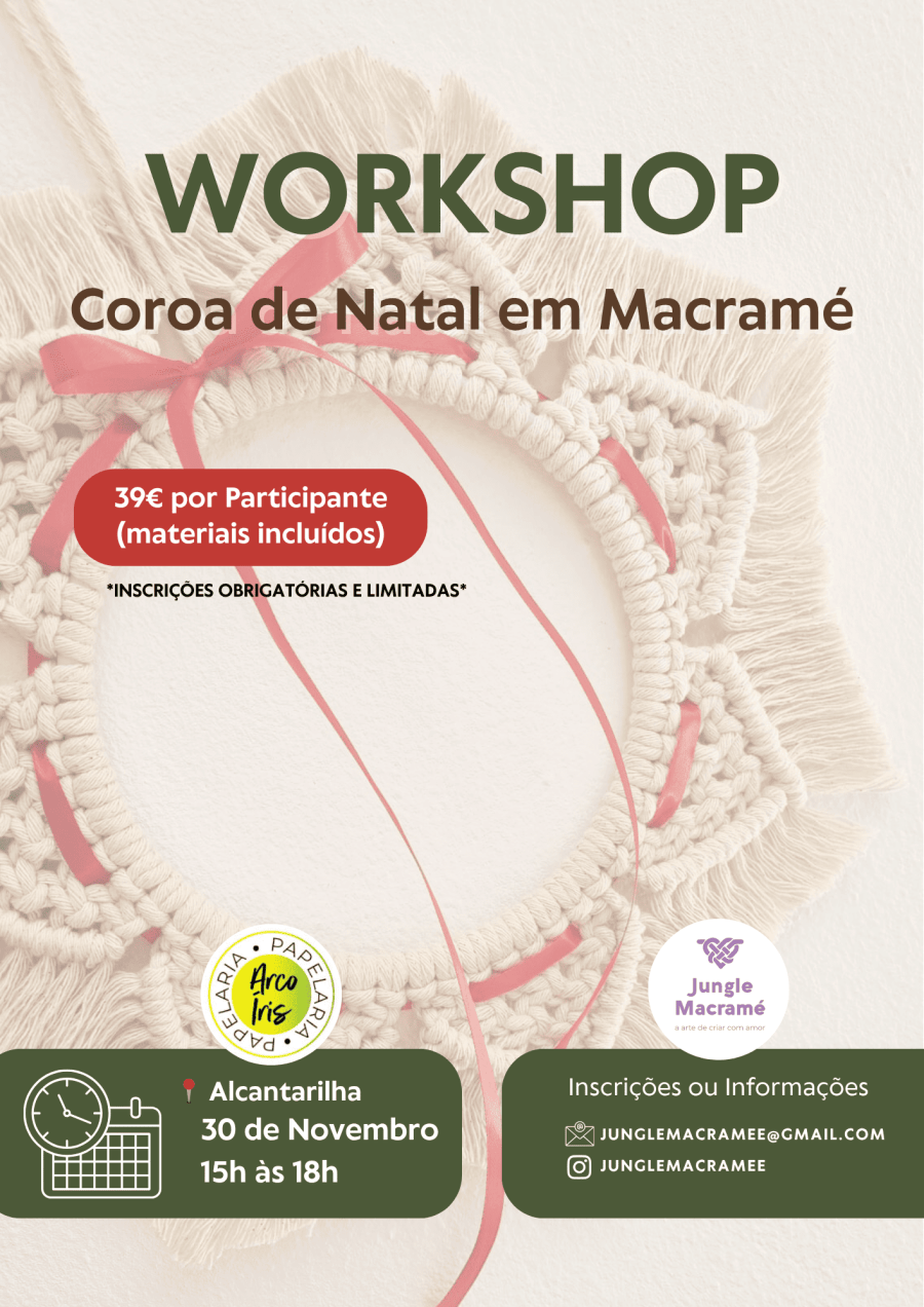 workshop de macramé - coroa natal