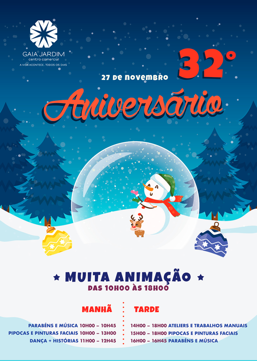 CENTRO COMERCIAL GAIA JARDIM COMEMORA 32º ANIVERSÁRIO COM PROGRAMAÇÃO ENCANTADA