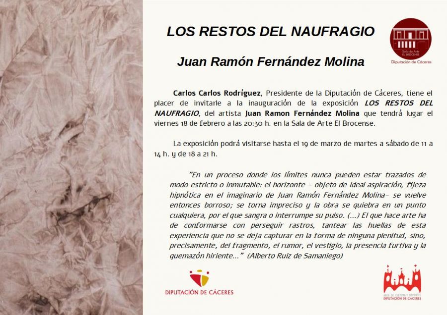 Exposición | LOS RESTOS DEL NAUFRAGIO (JUAN RAMÓN FERNÁNDEZ MOLINA)