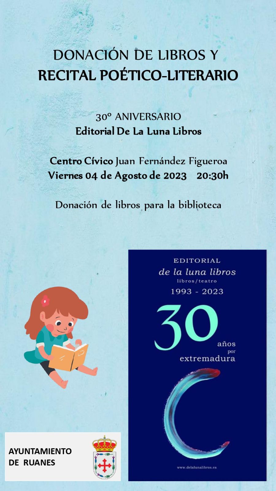 Donación de libros y recital-poético literario en Ruanes (Cáceres)