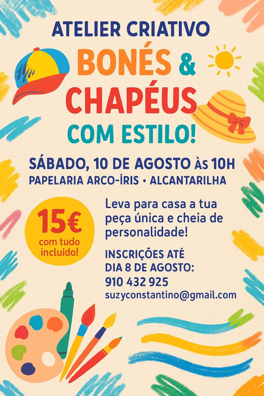 chapeus com estilo-pintura e customização de bonés ou chapeus - kids