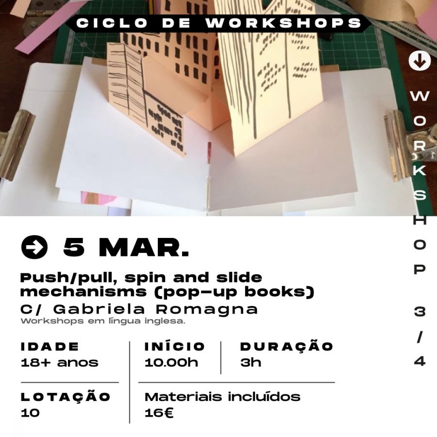 Workshop de Pop-up: mecanismos laterais, com Gabriela Romagna