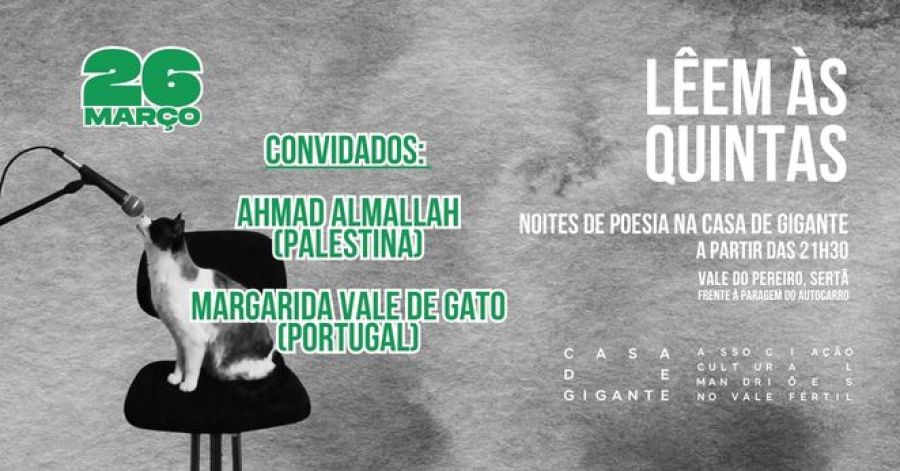 Ahmad Almallah (Palestina) + Margarida Vale de Gato (Portugal) - Lêem às Quintas