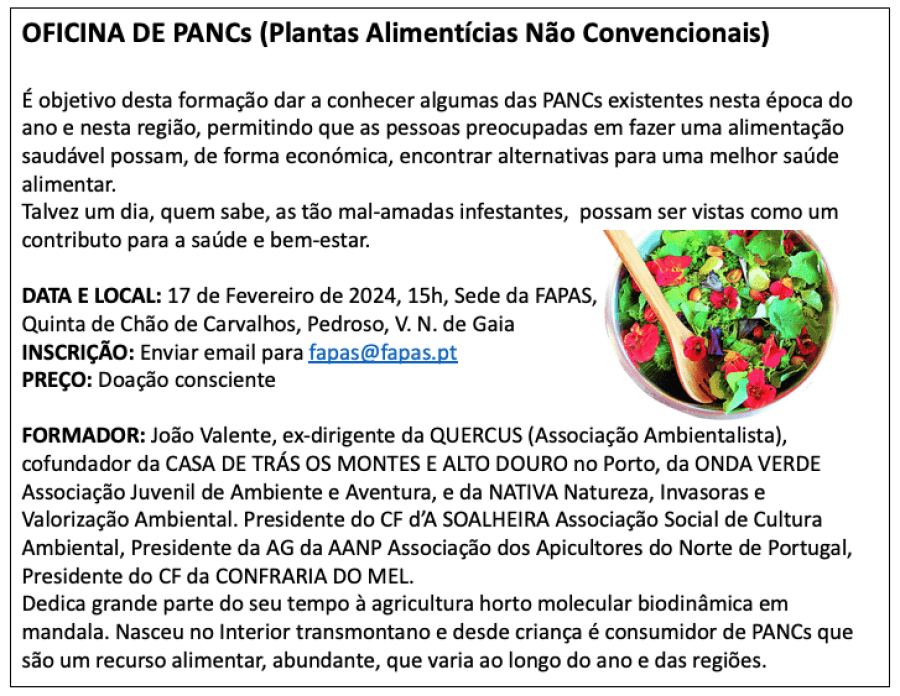 Oficina PANCs - Plantas Alimentícias não Convencionais