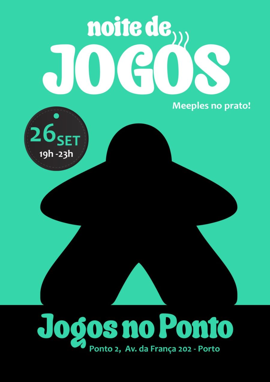 Noite de jogos - meeples no prato!
