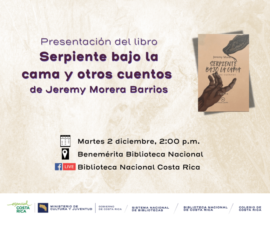 Presentación de libro 'Serpiente bajo la cama y otros relatos' de Jeremy Morera Barrios