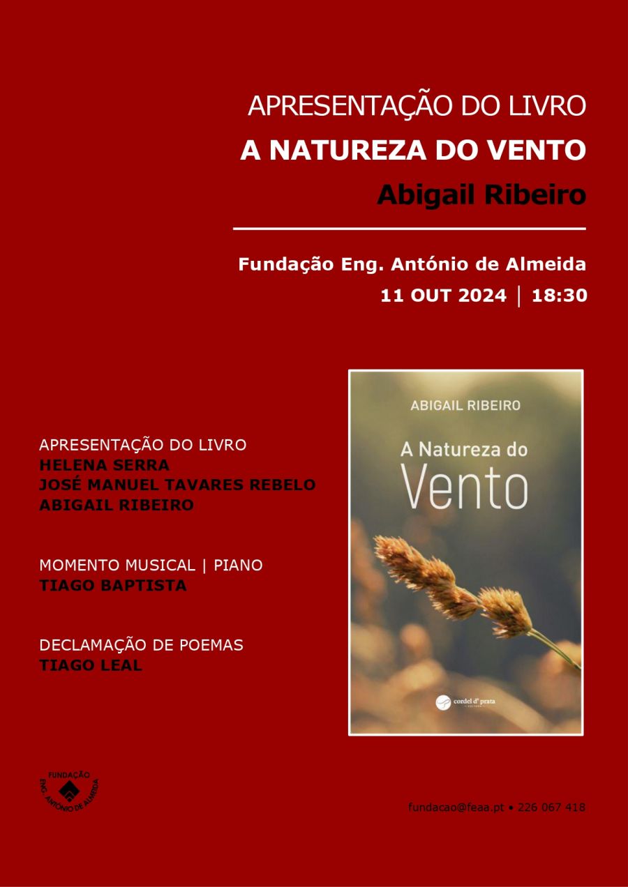 APRESENTAÇÃO DO LIVRO “A NATUREZA DO VENTO” DE ABIGAIL RIBEIRO