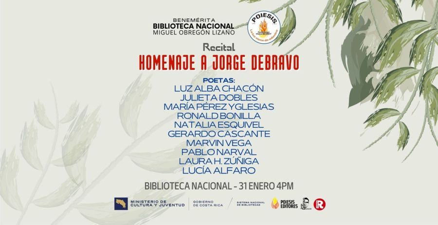 Recital. Día Nacional de la Poesía: homenaje a Jorge Debravo, con Grupo Literario Poiesis