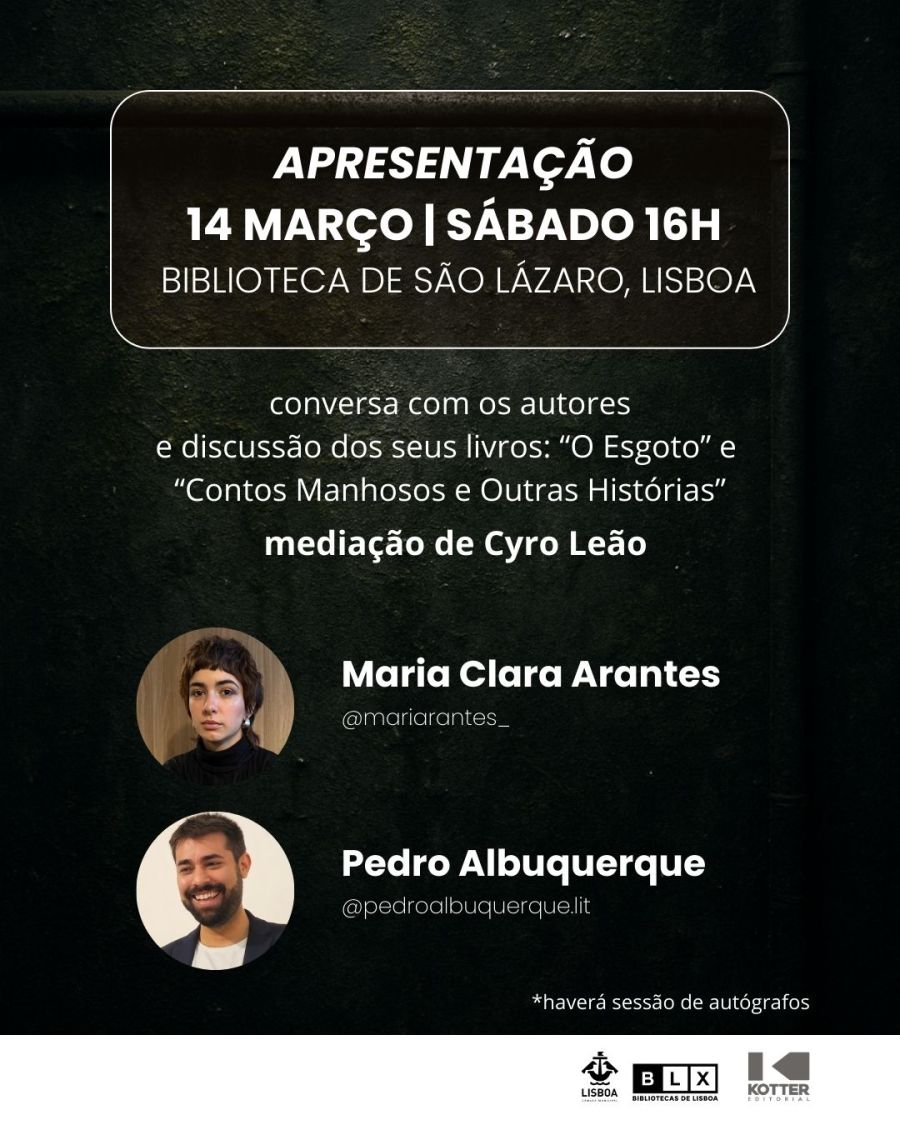 Apresentação dos livros 'O Esgoto' e 'Contos Manhosos e Outras Histórias'