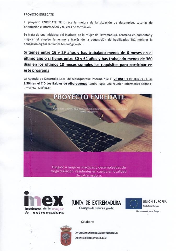 Presentación del proyecto «Enrédate» || Instituto de la Mujer de Extremadura