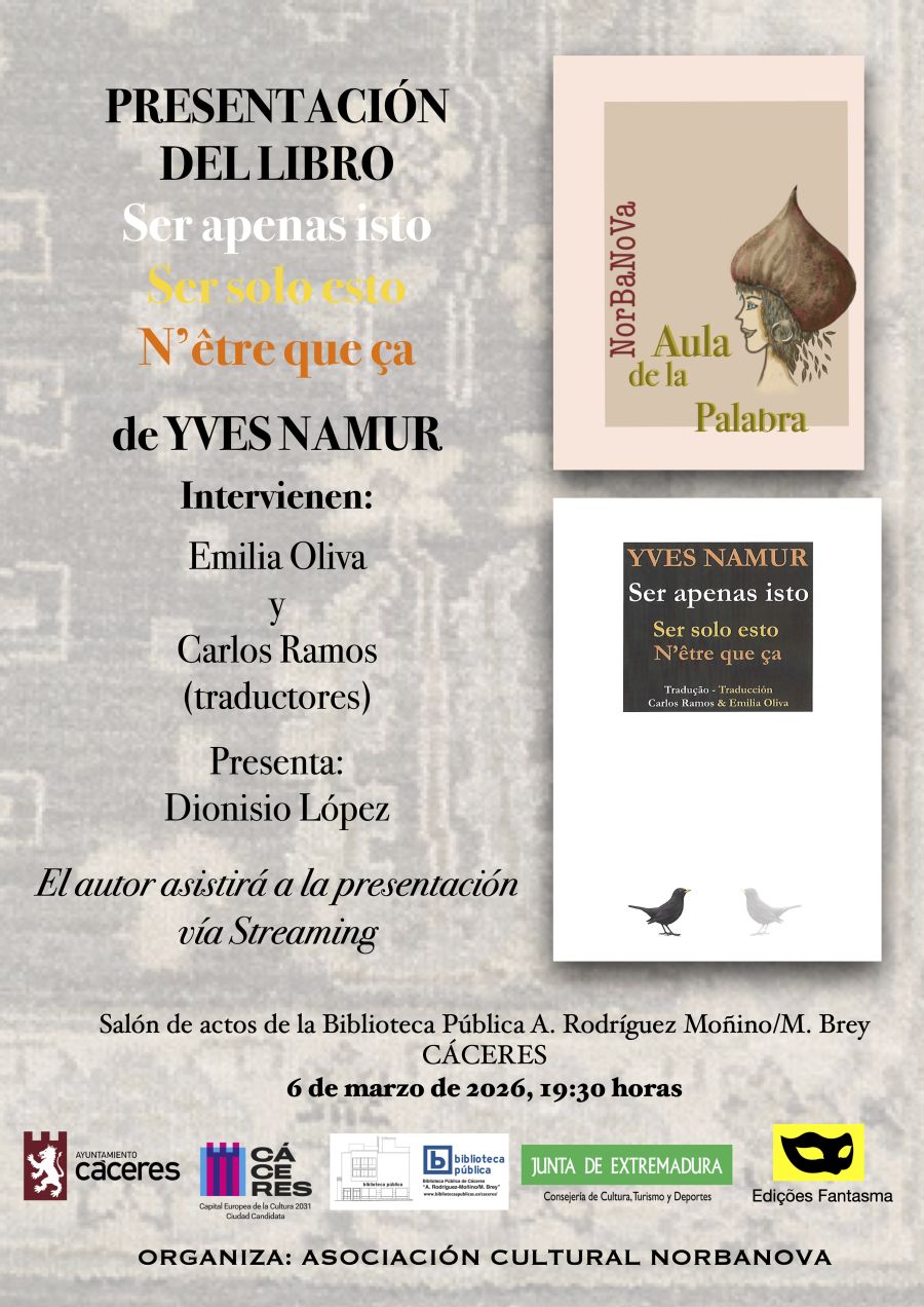 Aula de la Palabra Presentación de libro Ser apenas esto de Yves Namur