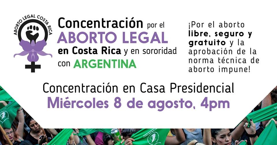 Concentración por el aborto legal CR,en sororidad con Argentina