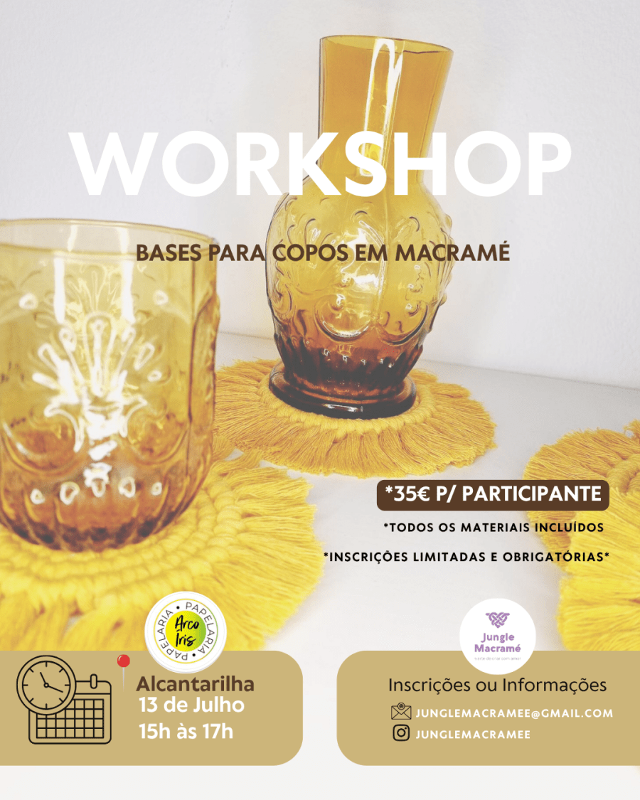Workshop base de copos em macramé 