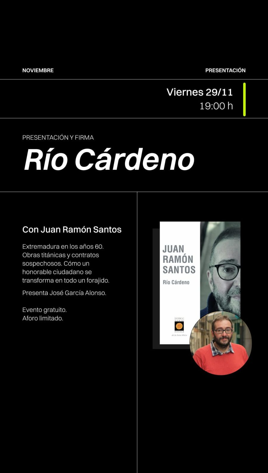 Presentación de la novela Río Cárdeno de Juan Ramón Santos en Ponferrada