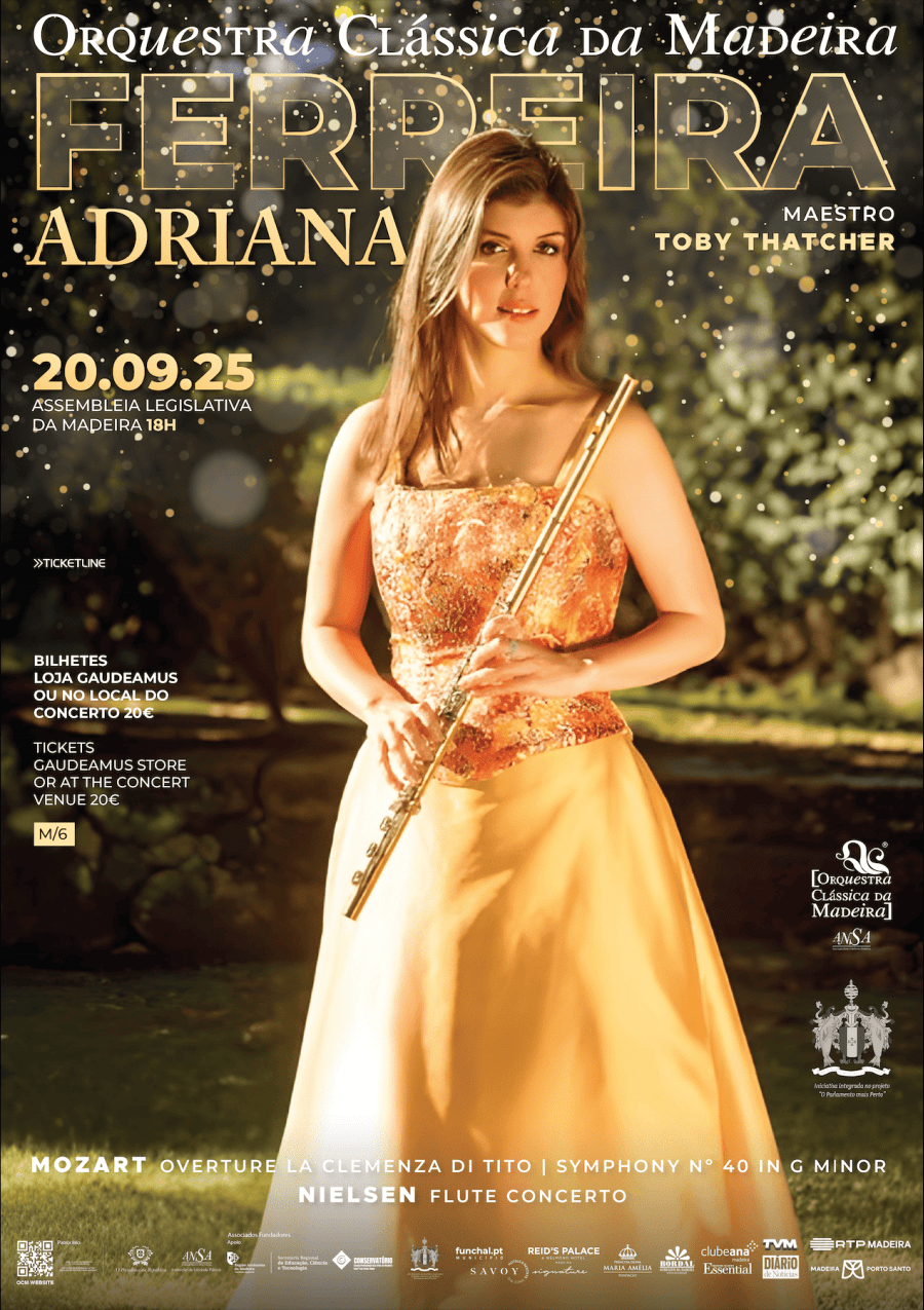 Flautista Adriana Ferreira e o maestro britânico Toby Thatcher.