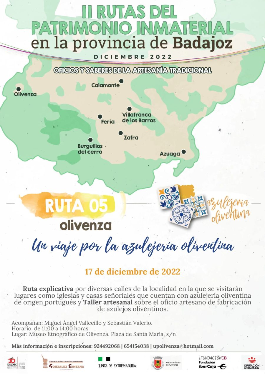 II Rutas del Patrimonio Inmaterial en la Provincia de Badajoz. Un Viaje por la azulejería oliventina