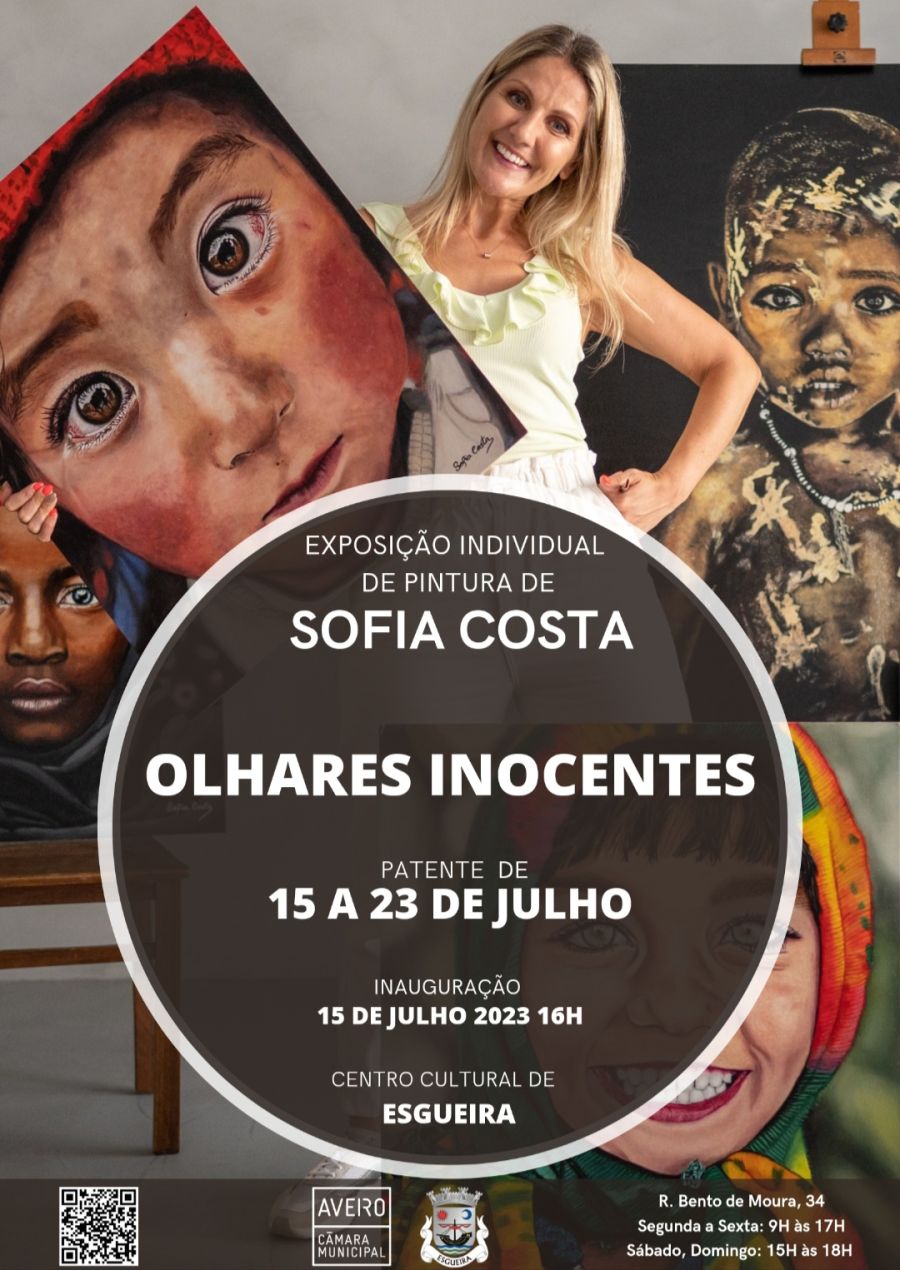 Exposição Pintura 'Olhares Inocentes' de Sofia Costa