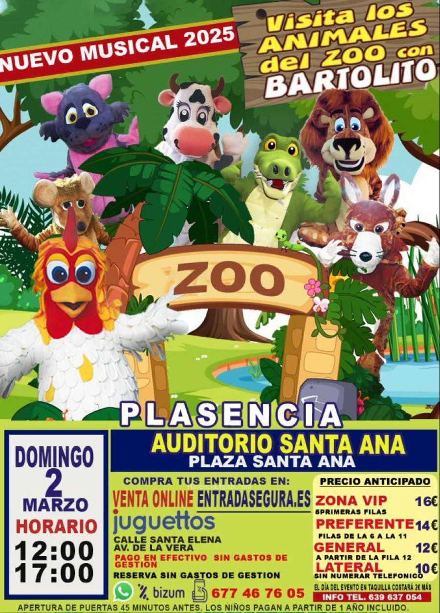 Musical «Visita los animales del zoo con Bartolito»