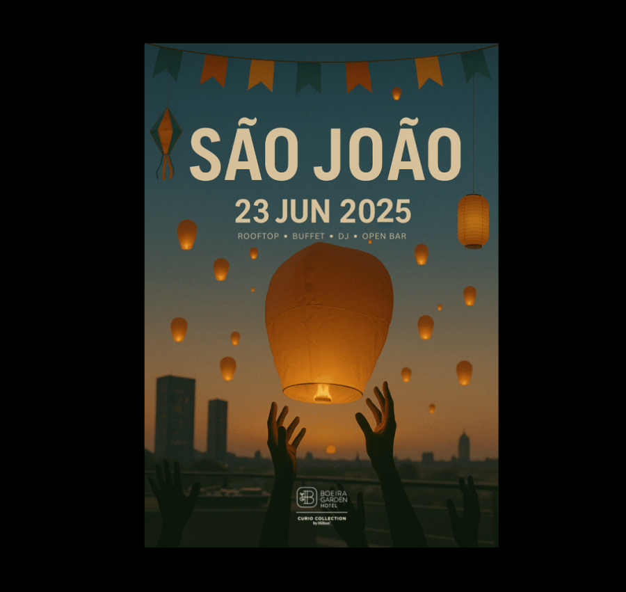 CELEBRE O SÃO JOÃO COM GASTRONOMIA, MÚSICA E  UMA VISTA EXCLUSIVA SOBRE A CIDADE  NO BOEIRA GARDEN HOTEL!