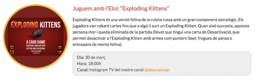 Juguem amb l’Eloi: “Exploding Kittens”