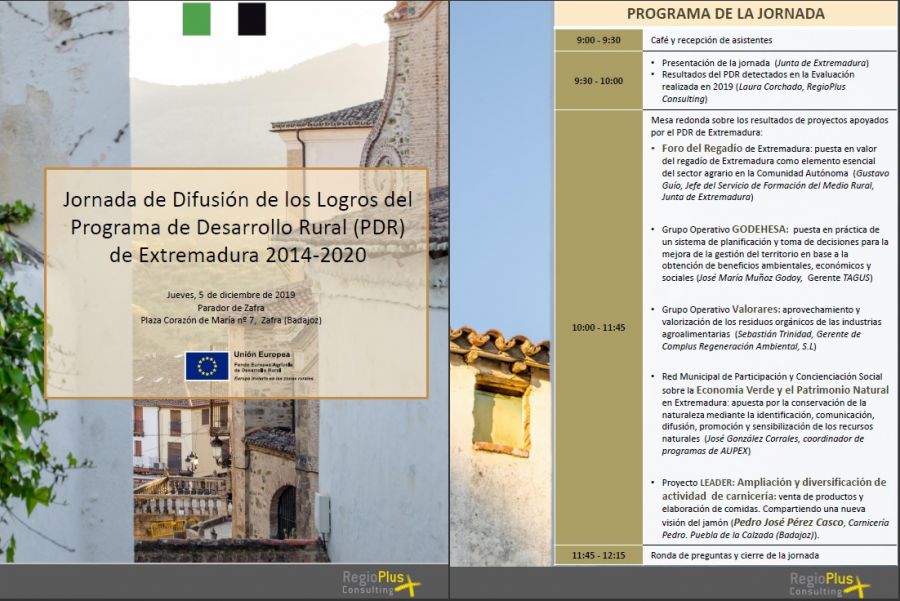 Jornada de Difusión de los Logros del Programa de Desarrollo Rural (PDR) de Extremadura 2014 - 2020