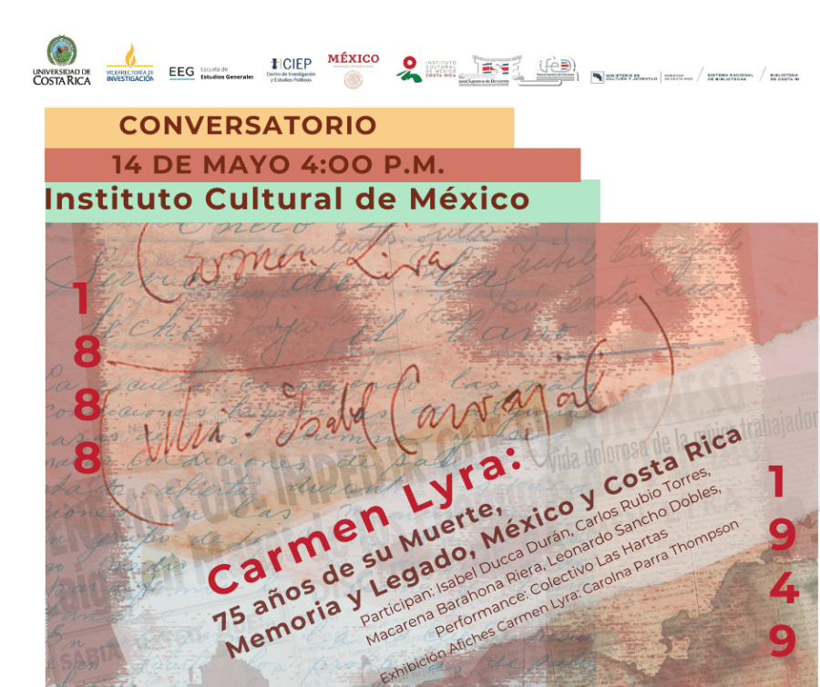 Conversatorio. Carmen Lyra: 75 años de su muerte. Memoria y Legado, México-Costa Rica