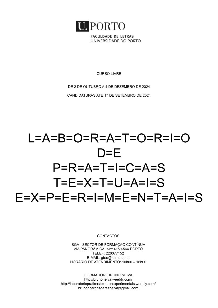 LABORATÓRIO DE PRÁTICAS TEXTUAIS EXPERIMENTAIS