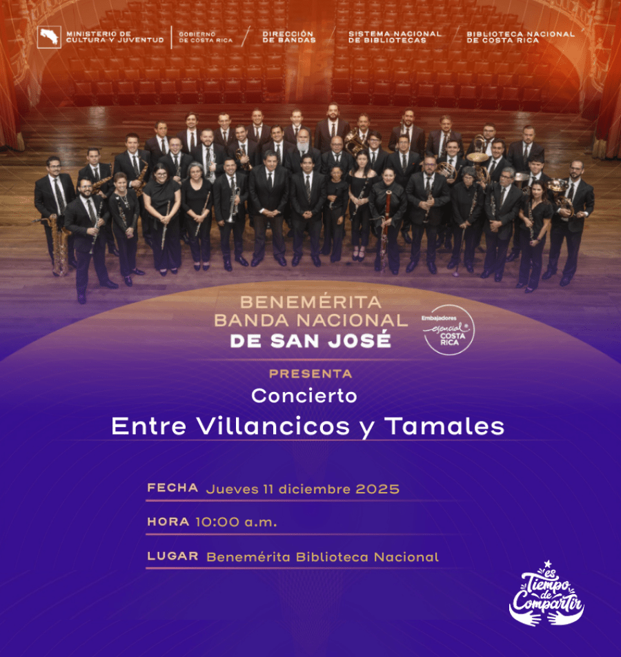 Concierto Navideño 'Entre villancicos y tamales' con la Benemérita Banda Nacional de San José