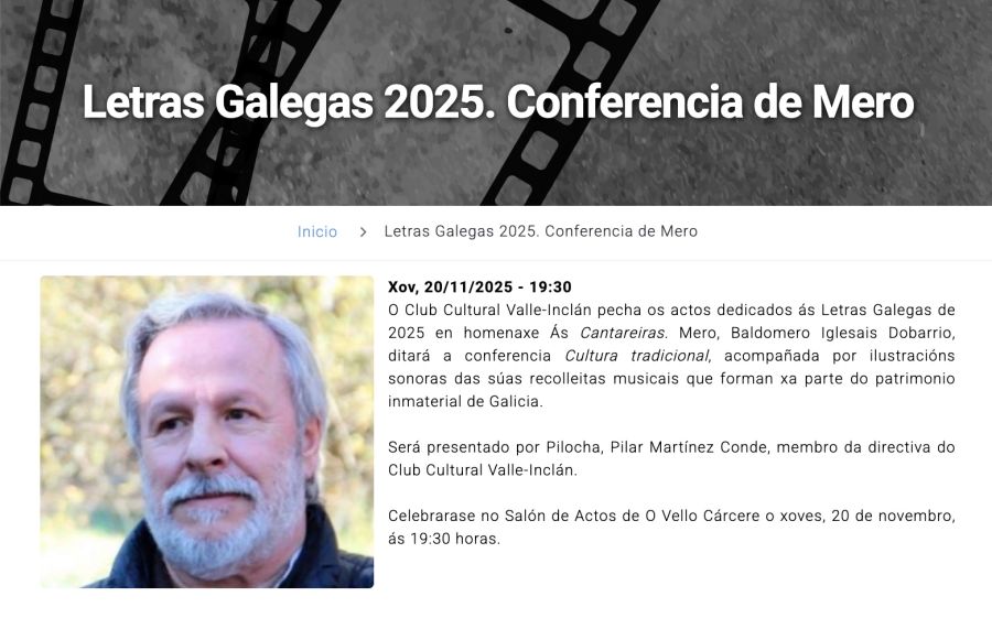 Letras Galegas 2025. Conferencia de Mero