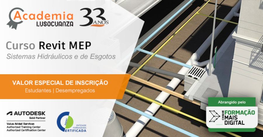 Academia Luso Cuanza - Curso Revit MEP - Sistemas Hidráulicos e de Esgotos