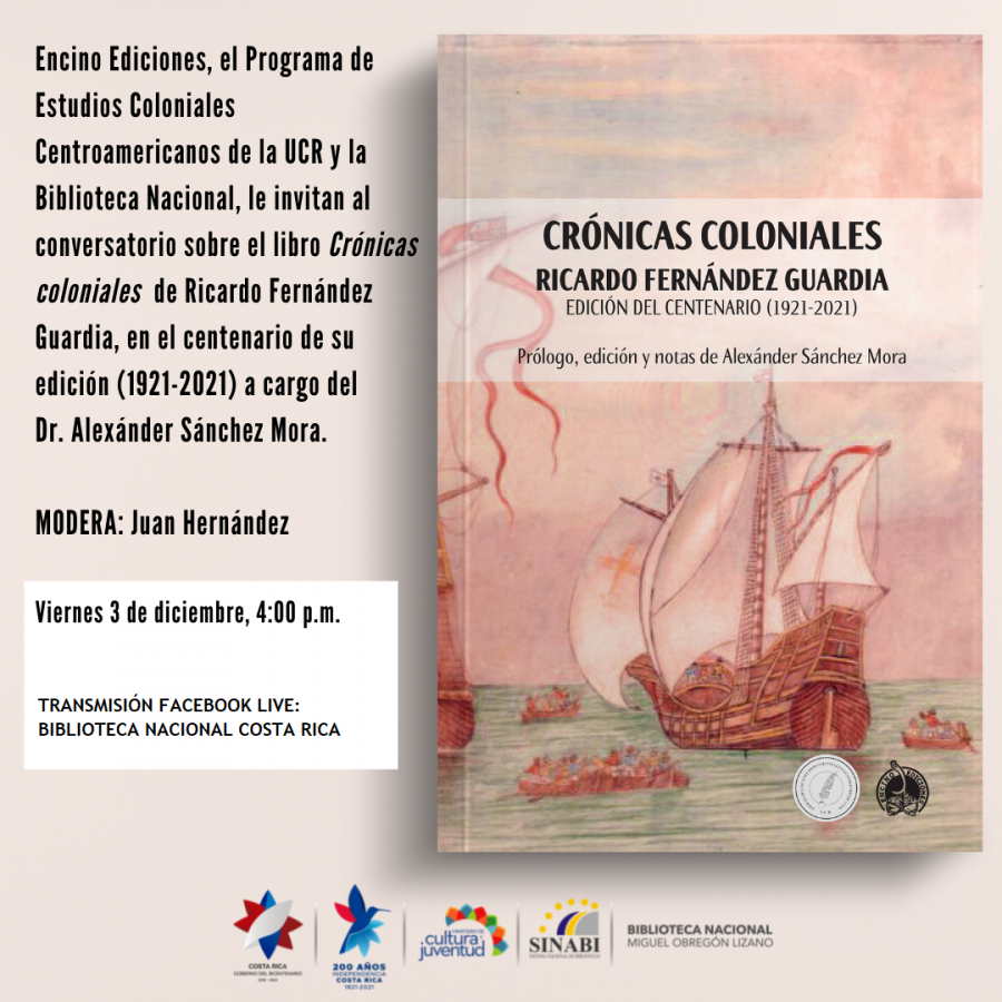 Presentación de libro. Crónicas coloniales, de Ricardo Fernández Guardia