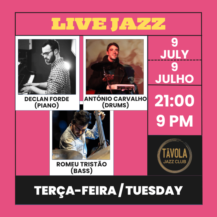 Live Jazz no Távola Jazz Club - Declan Forde, António Carvalho e Romeu Tristão