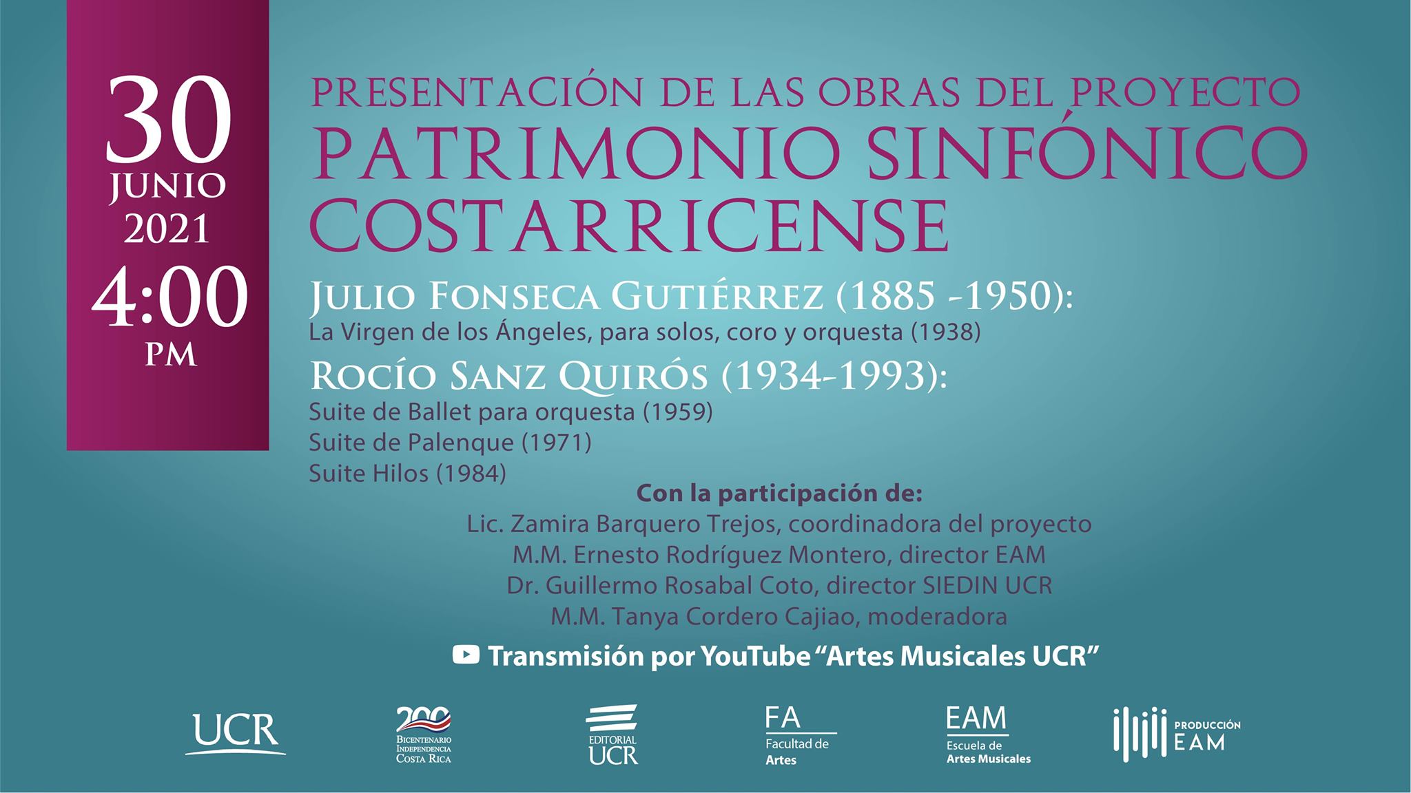 Presentación de las obras del proyecto  Patrimonio Sinfónico Costarricense