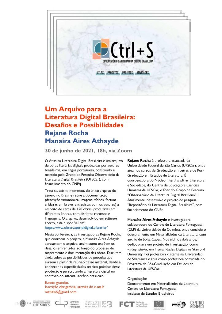 Conferência “Um Arquivo para a Literatura Digital Brasileira: Desafios e Possibilidades”