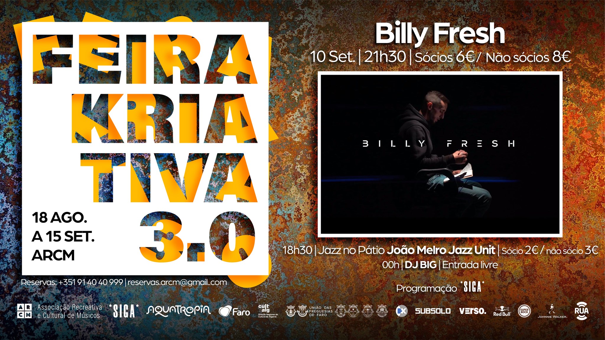 Feira Kriativa 3.0 | Jazz no Pátio - João Melro Jazz Unit |  Billy Fresh | DJ BIG