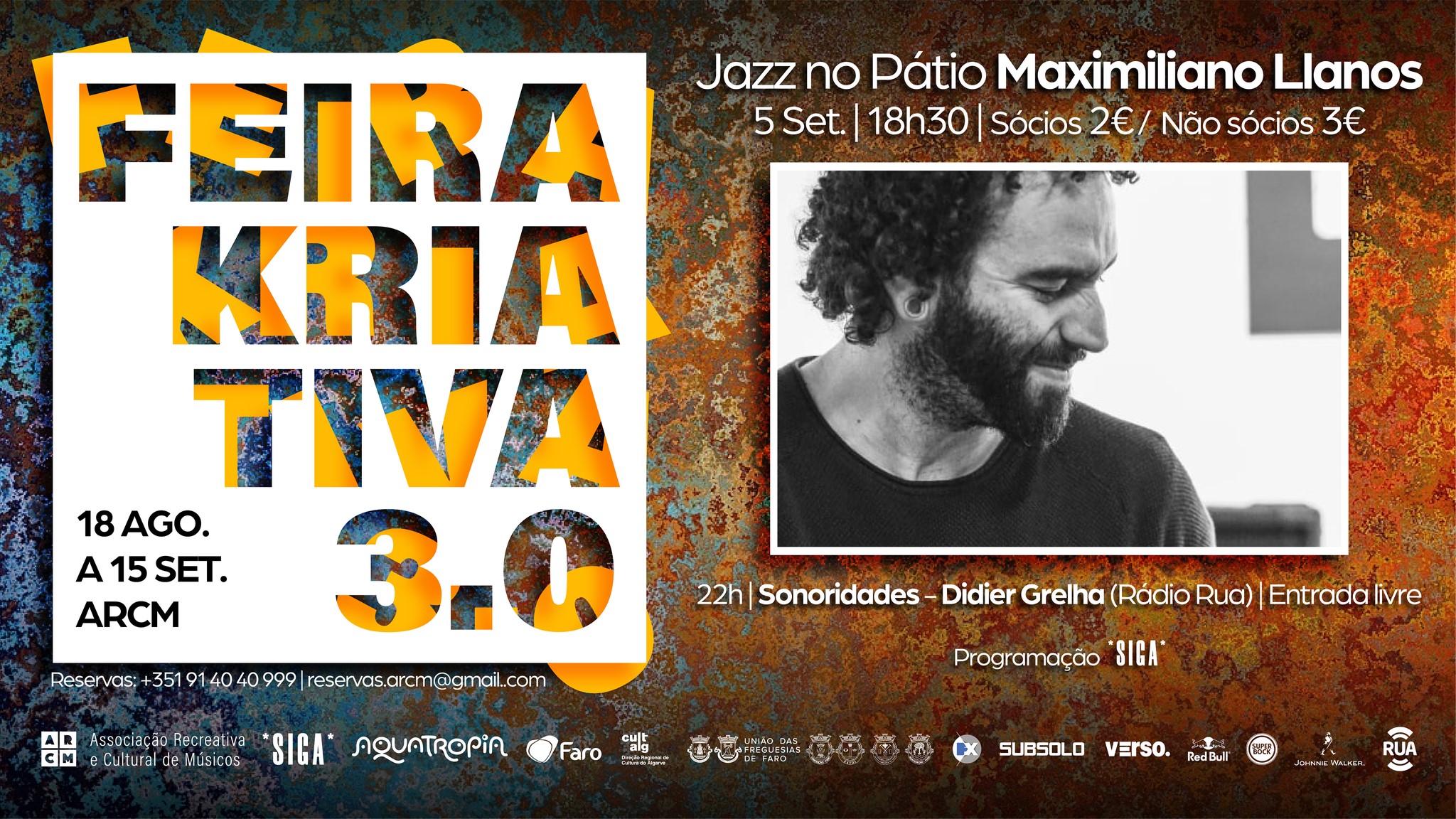 Feira Kriativa 3.0 | Jazz no Pátio - Maximiliano Llanos Jazz Unit | Sonoridades - Didier Grelha