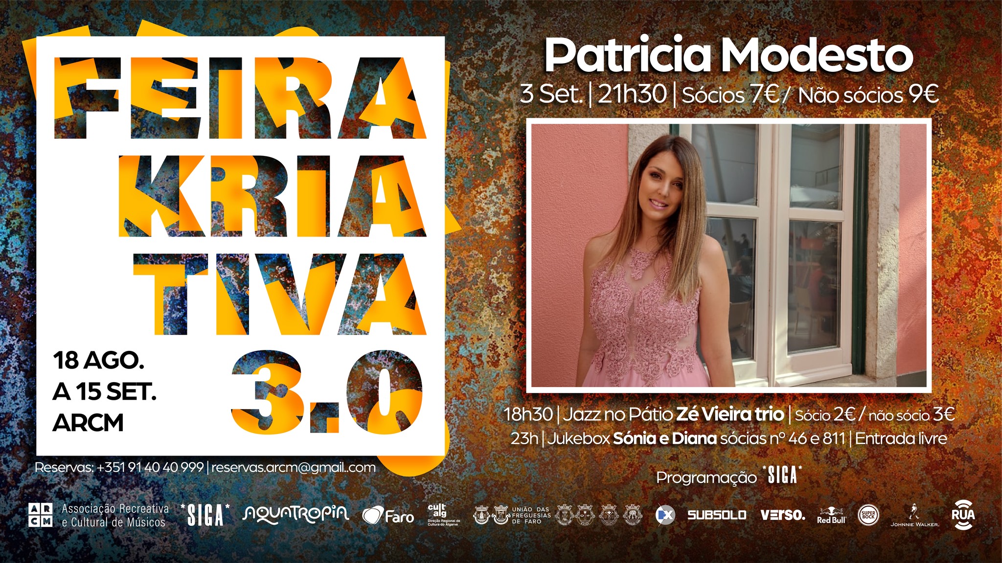 Feira Kriativa 3.0 | Jazz no Pátio - Zé Vieira Trio | Patricia Modesto | Jukebox - Sónia & Diana