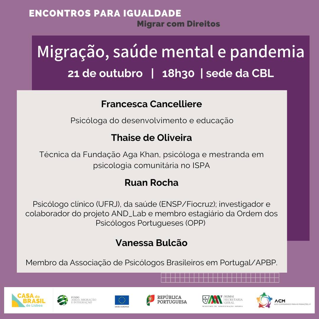 Encontros para Igualdade | Migração, Saúde Mental e Pandemia