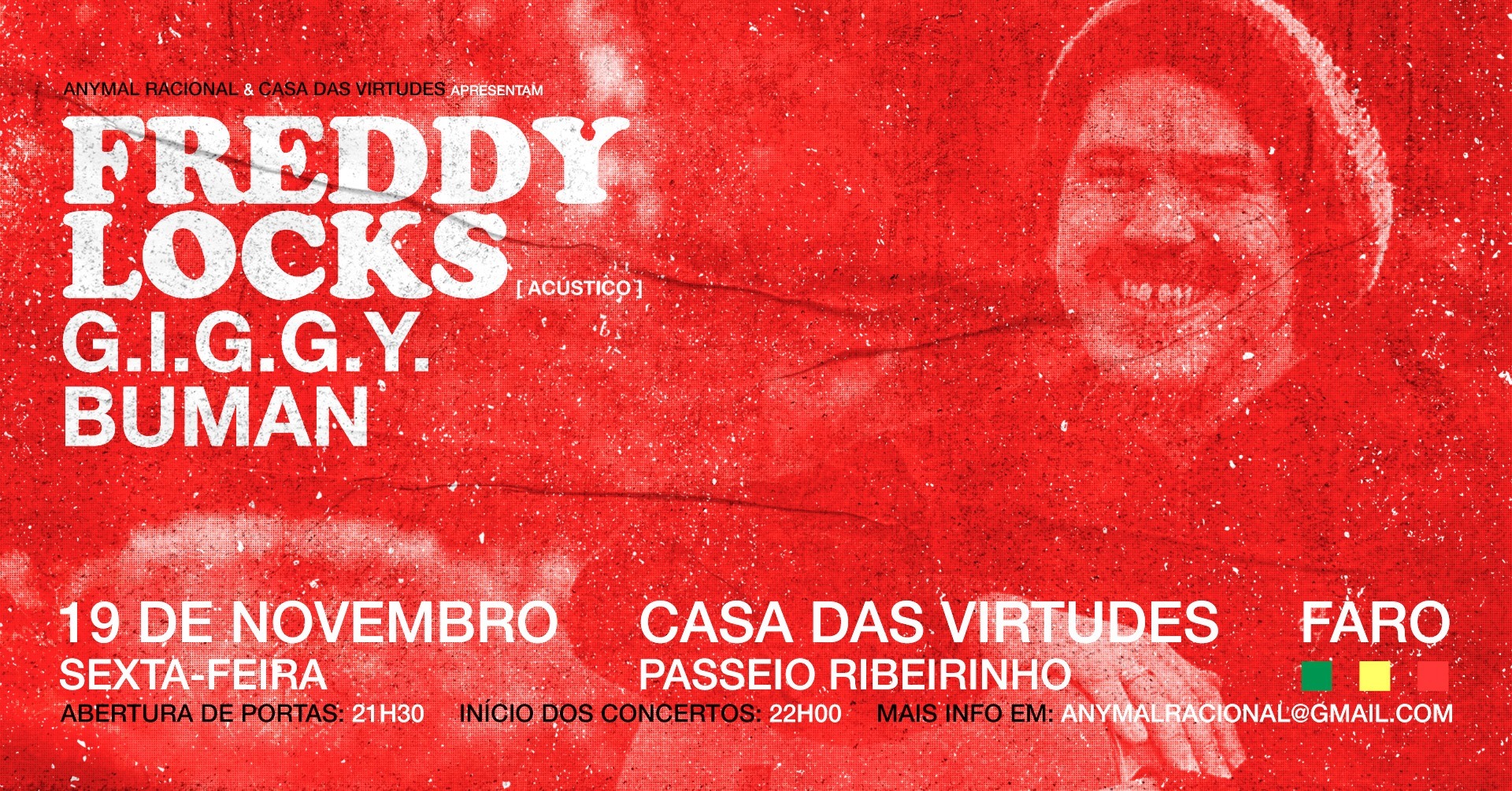 FREDDY LOCKS {acústico} + G.I.G.G.Y. + BUMAN | Casa das Virtudes, Faro | 19.11.2021