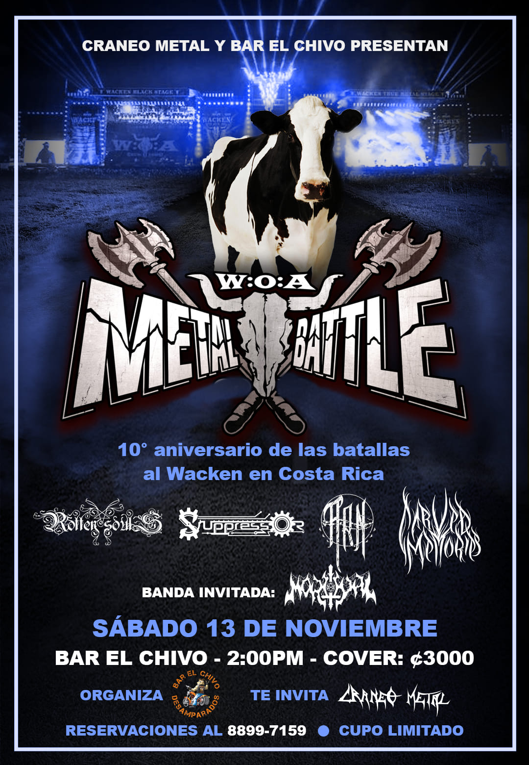 10 años Metal Batalla al W:O:A - Costa Rica.  3 de 5 eventos.