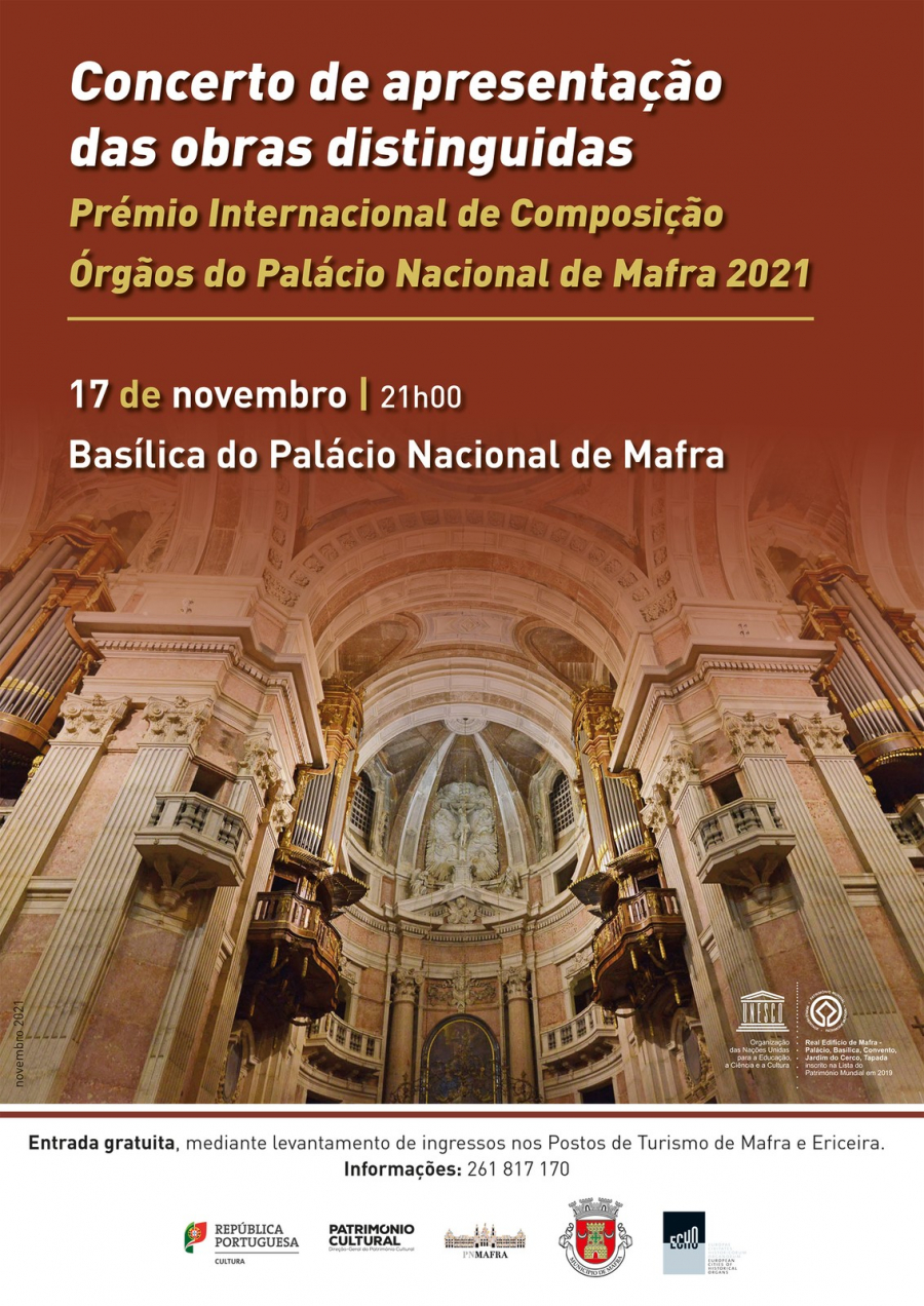 Prémio Internacional de Composição 'Órgãos do Palácio Nacional de Mafra 2021'