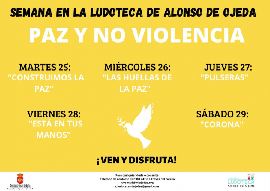 Semana de la Paz y No Violencia en las ludotecas de Miajadas, Alonso de Ojeda y Casar de Miajadas