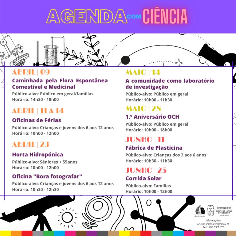 Agenda com Ciência - abril, maio e junho