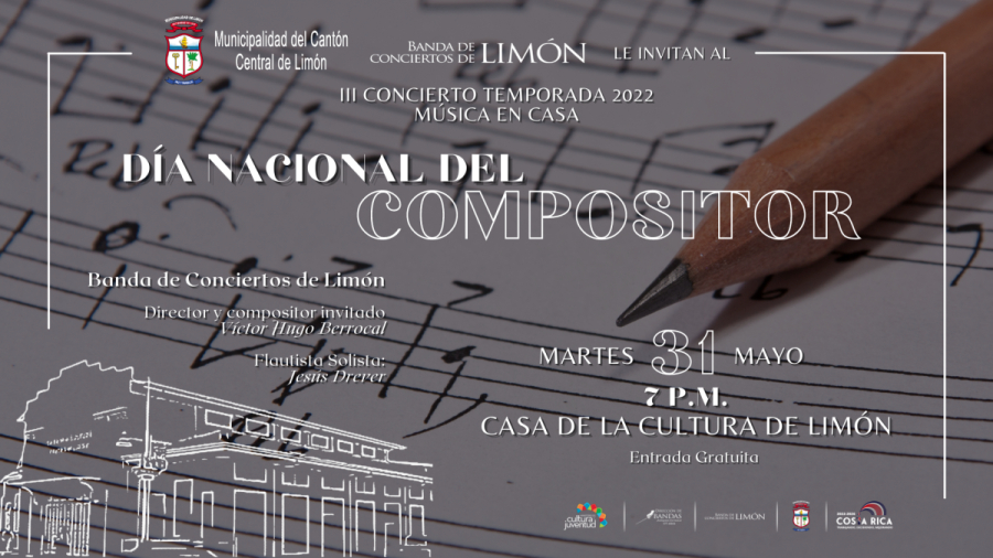 III Concierto de Temporada "Música en Casa" en celebración del Día Nacional del Compositor | Banda de Conciertos de Limón