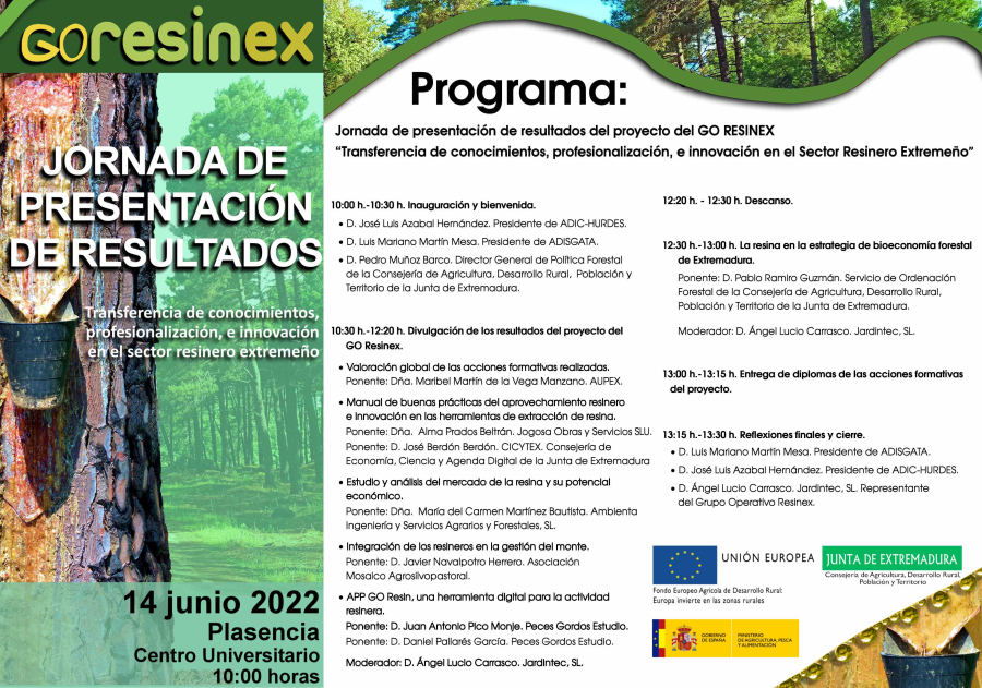  Jornada de presentación de resultados del proyecto Goresinex. Plasencia. 14 de junio de 2022